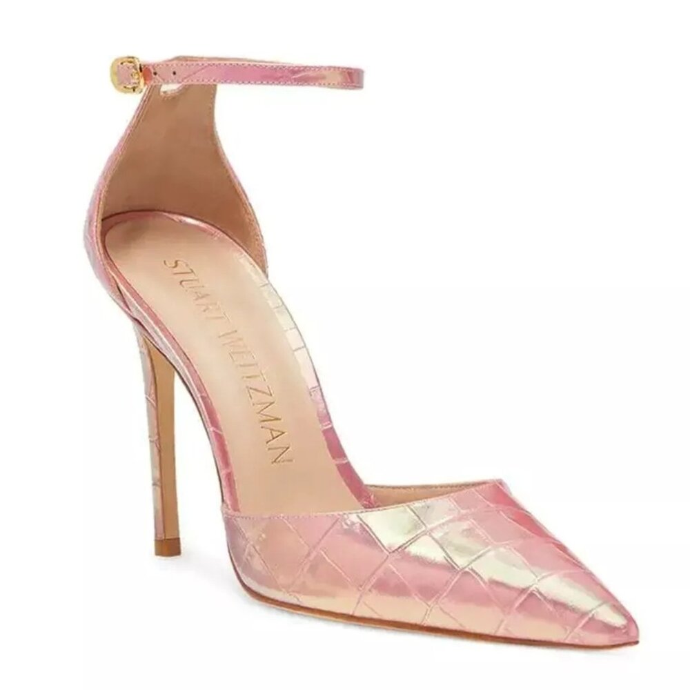 $550 STUART WEITZMAN stuart pointed toe pump LEATHER COTTON CANDY ICE 11 (PC1)